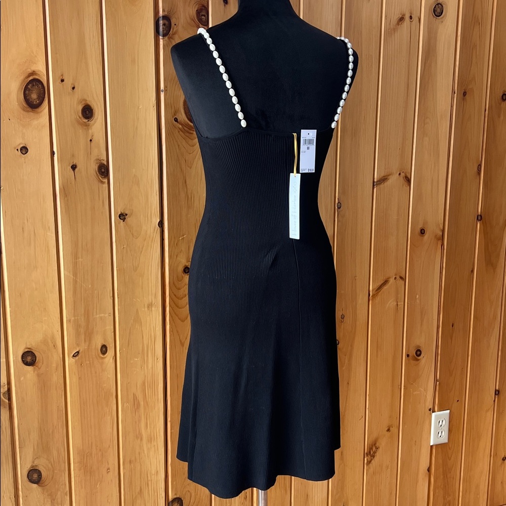 House of Harlow little black dress pearl straps ribbed fit and flare NWT $198 - Picture 2 of 9